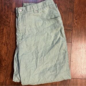 Vintage Lauren Ralph Lauren Women's 16W 100% Linen Green Capris Pants